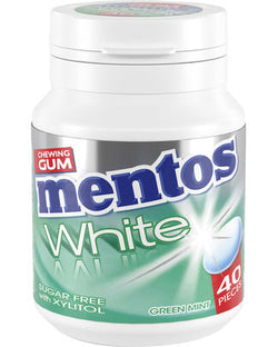 MENTOS GUM WHITE GREEN MINT BOTTLE 40P