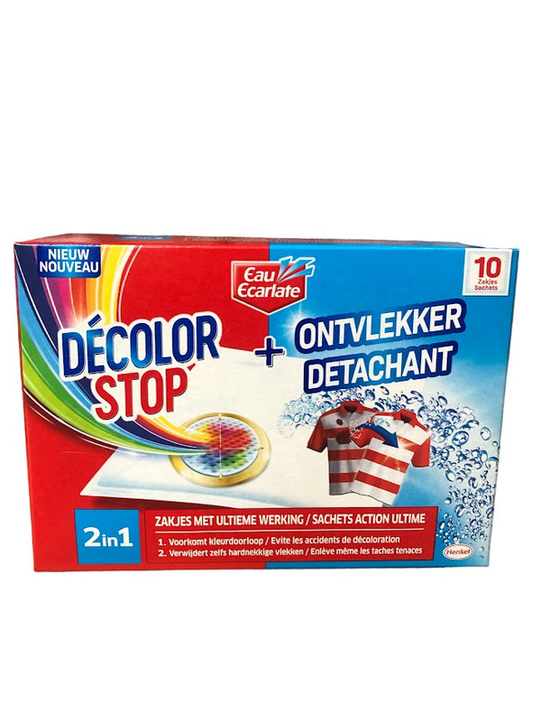 Eau ecarlate Décolor stop 2en1 + détacheur - 10 lingettes