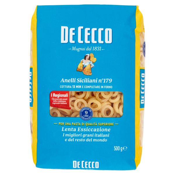 DE CECCO PASTA DI SEMOLA ANELLI SICILIANI N°179 500 GR