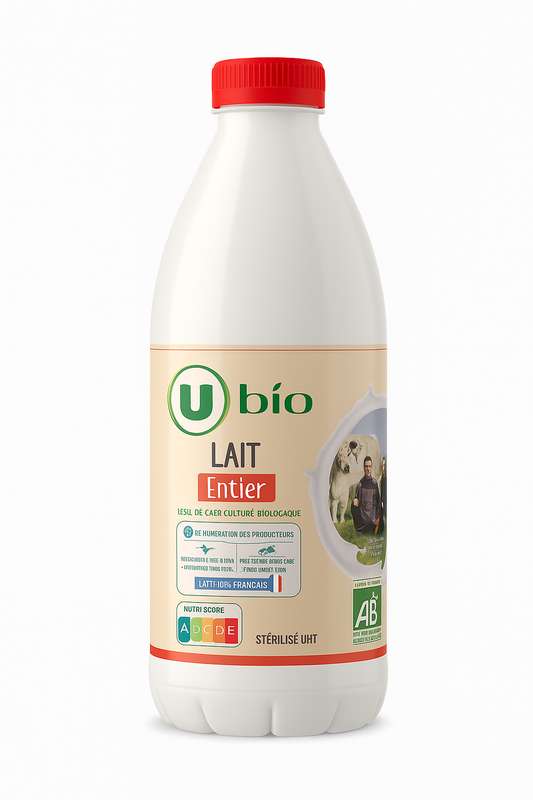 U BIO Lait UHT biologique entier 1L