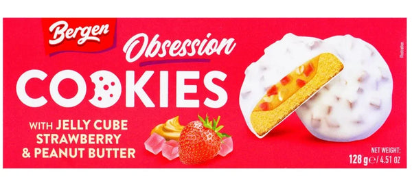 BERGEN OBSESSION COOKIES JELLY STRAWBERRY PEANUT BUTTER 128G