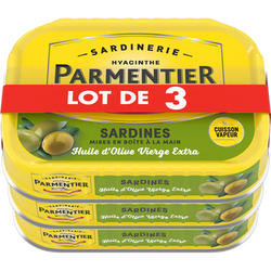 Sardines huile olive vierge PARMENTIER 3x135g