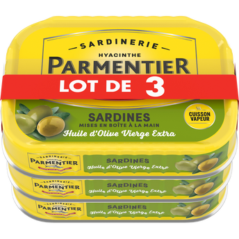 Sardines huile olive vierge PARMENTIER 3x135g