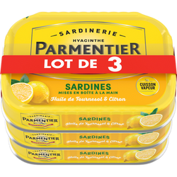 Sardines huile de tournesol et citron PARMENTIER - 3x 135g