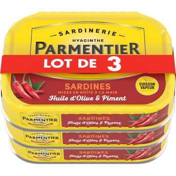 Sardine huile olive & piment PARMENTIER 3x135g