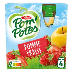 Dessert fruitier Gourdes Pomme Fraise POM'POTES, 4x90g