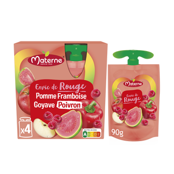 Dessert fruitier pomme/framboise/goyave/poivron MATERNE 4x90g