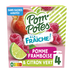 POM'POTES à la fraiche pomme framboise citron, 4x90g, 360g