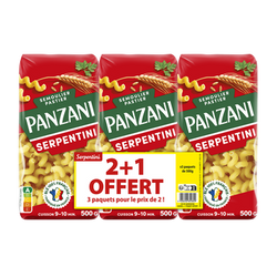 Pâtes SERPENTINI PANZANI - 2x500g + 1 paquet offert