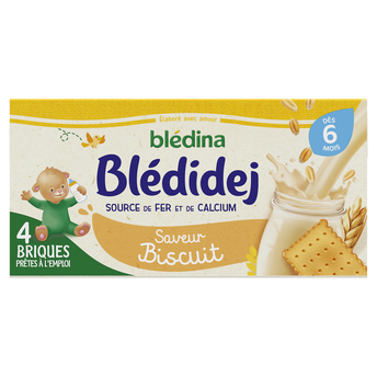 Lait et céréales bébé biscuité dès 6 mois BLEDIDEJ bledina - 4x250ml