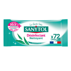 Lingettes désinfectantes multi usages eucalyptus SANYTOL, x72