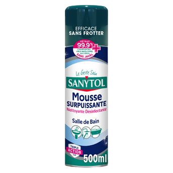 Mousse active désinfectante anti-calcaire salle de bain SANYTOL, aéroso l 500ml