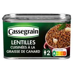 Lentilles cuisinées graisse de canard et oignon grelots CASSEGRAIN - Boîte 410g