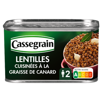 Lentilles cuisinées graisse de canard et oignon grelots CASSEGRAIN - Boîte 410g