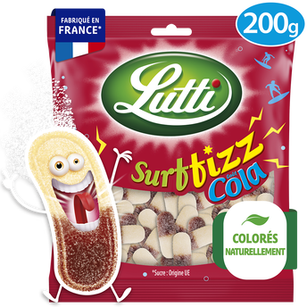 Confiserie gélifiée aromatisée surffizz cola LUTTI 200g