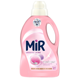 MIR - Lessive liquide - Lavage à la main,Soin Laine et linges délicats- 3 en 1 - 27 lavages - 1.35 l