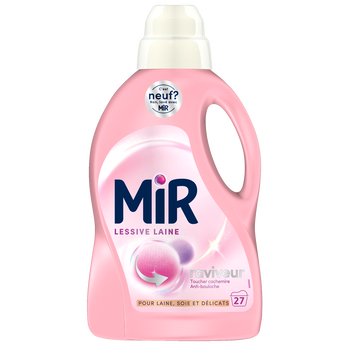 MIR - Lessive liquide - Lavage à la main,Soin Laine et linges délicats- 3 en 1 - 27 lavages - 1.35 l