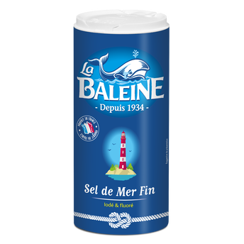 Sel fin iodé et fluoré LA BALEINE, boîte verseuse de 600g