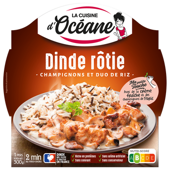 Dinde forestière et duo de riz LA CUISINE D'OCEANE, barquette micro-ondable de 300g