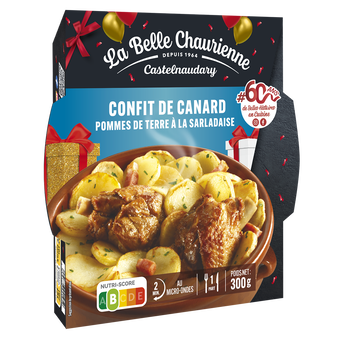 Confit de canard et pomme de terre sarladaises LA BELLE CHAURIENNE, barquette micro-ondable 300g