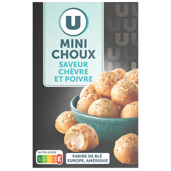 U Biscuits apéritifs Mini choux saveur chèvre et poivre paquet de 60g
