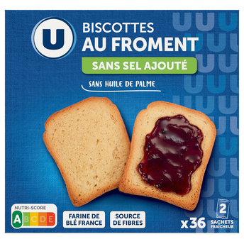 U Biscottes très pauvre en sel x36, 300g