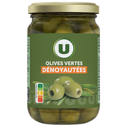 U Olives vertes dénoyautées bocal de 37cl - 160g
