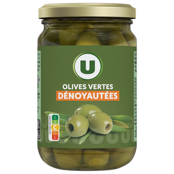 U Olives vertes dénoyautées bocal de 37cl - 160g