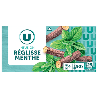 U Infusion réglisse menthe U boîte 25 sachets 37,5g