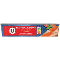 U Filets maquereaux sauce tomate basilic 1/4, boîte de 169g