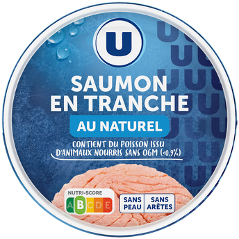 U Saumon au naturel sans peau et sans arête boîte de 1/5, 112g