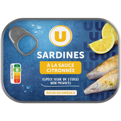 U Sardines sauce citronnée boîte de 135g
