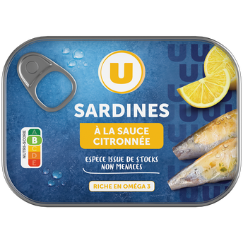 U Sardines sauce citronnée boîte de 135g