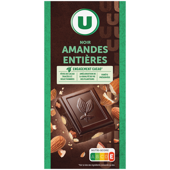 U Chocolat noir aux amandes Tablette de 200g