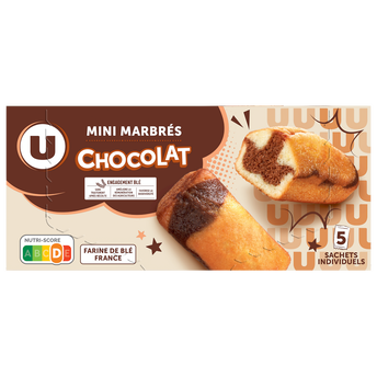 U Mini gâteaux marbré chocolat 5 paquets de 30g, 150g