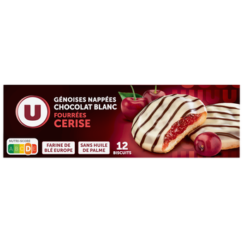 U Biscuits fourrés à la cerise nappés de chocolat paquet de 150g