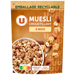 U Céréales Muesli croustillant aux 4 noix paquet de 500g