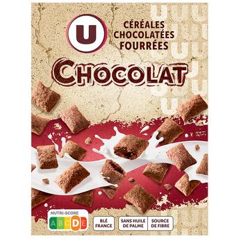 U Céréales chocolatées fourrées chocolat - paquet de 375g