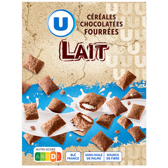 U Céréales chocolatées fourrées au lait - paquet de 375g