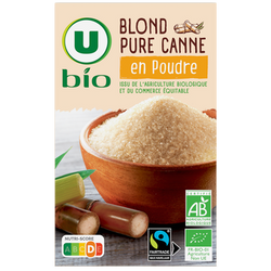 U BIO Sucre Blond pure canne en poudre 500g