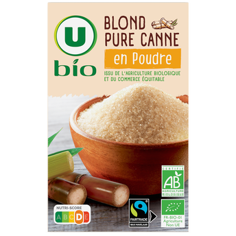 U BIO Sucre Blond pure canne en poudre 500g