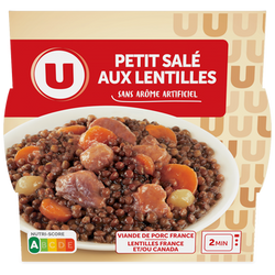 U Plat cuisiné Petit salé aux lentilles barquette micro-ondable de 300g