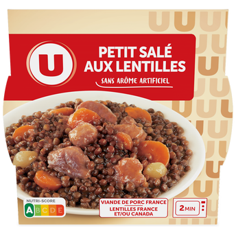 U Plat cuisiné Petit salé aux lentilles barquette micro-ondable de 300g