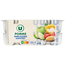 U Dessert fruitier coupelle pomme sans sucres ajoutés U, 16x100g