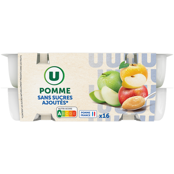 U Dessert fruitier coupelle pomme sans sucres ajoutés U, 16x100g