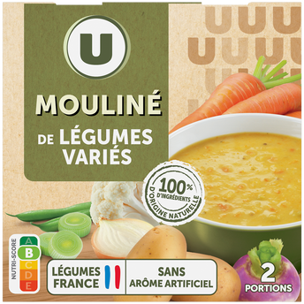 U Soupe Mouliné de légumes variés 2 briques de 30cl, 620g