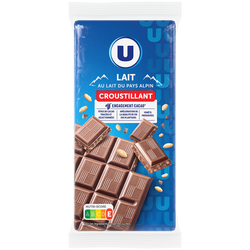 U Chocolat au lait croustillant 2 Tablettes de 100g