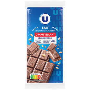 U Chocolat au lait croustillant 2 Tablettes de 100g