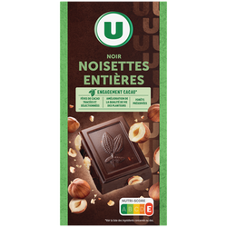 U Chocolat noir et noisettes entières Tablette de 200g