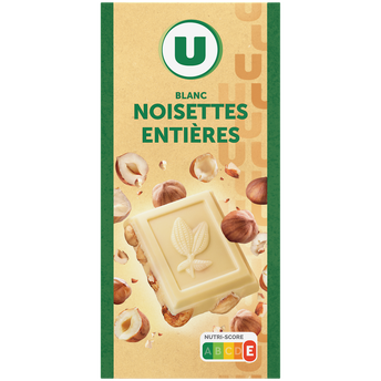 U Chocolat blanc et noisettes entières Tablette de 200g